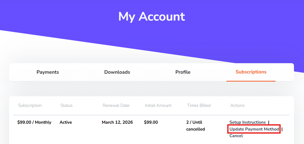 How to Update Payment Method 1 Update Payment Method 1